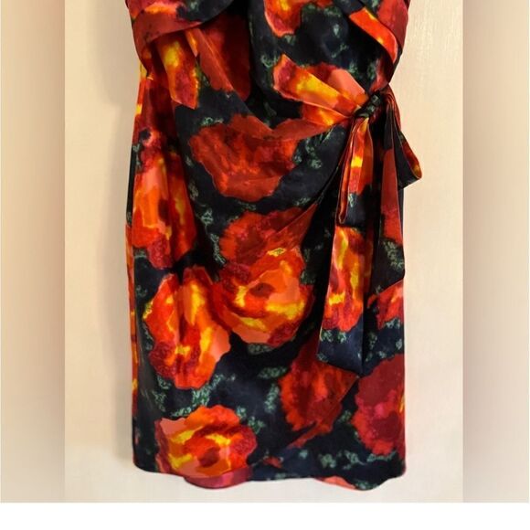 Cinq à Sept Trini Satin Floral Halter Neck Mini Wrap Dress, Size 10 NWT & 495.00 - Picture 9 of 14